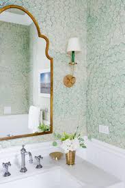 Build a comfortable powder room. Transitional Powder Room With Green Wallpaper Green Wallpaper Powder Room 616x924 Wallpaper Teahub Io