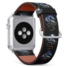 Leather and stainless steel bands are not water resistant. Evil Dragon In Chrome Color Patterned Leather Wristband Strap For Apple Watch Series 4 3 2 1 Gen For Iwatch 42mm 44mm Bands Amazon In Watches