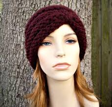 Chunky Knit Hat, Womens Hat, Mens Hat, Winter Hat, Knit Beanie, Knit Cap,  Turban Hat, Claret Burgundy