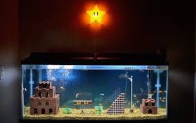 See How This Awesome Mario Inspired Fish Tank Was Made Video Game Bedroom Video Game Rooms Aquarium