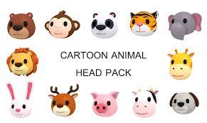 Cartoon Animal Head Pack 3d Model Cartoon Animals Animal Heads Animals