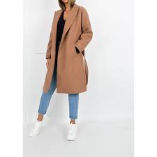 Manteau long blazer hepburn style femme hiver à col revers coupe cintrée fermeture à boutonnages croisés avec poches unicolore manteau hiver femme. Manteau Camel Oversize Avec Ceinture From Outfitbook On 21 Buttons