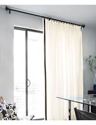 Curtains and sheers should be wide enough to extend two to eight inches beyond the edge of the patio door on each side to prevent outdoor light from bleeding into the room. Metalware Hardware Sliding Glass Door Curtains Glass Door Curtains Sliding Glass Door