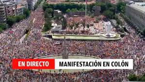 Unión 78, con la llamada también de pp, vox y ciudadanos, ha llenado la plaza de colón en un clamor contra los indultos del gobierno a los presos del 'procés'. Manifestacion Colon Henares Hoy Tv