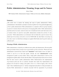 Pdf Public Administration Meaning Scope And Its Nature