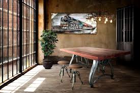 Serving all types of industry, industrial caster & wheel co. Industrial Dining Table Adjustable Crank Base Casters Rustic Natural Rustic Deco Incorporated