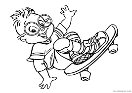 Print this color page back to the color pages. Alvin And The Chipmunks Coloring Pages Simon Skateboarding Coloring4free Coloring4free Com