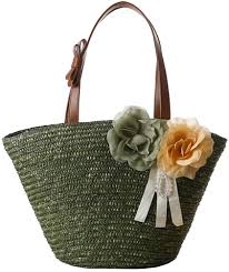 We've officially hit that point of winter where it's time to start fantasizing about beach attire. Amazon Com Tonwhar Woven Straw Shoulder Bag Flower Straw Beach Tote Handbag Army Green Shoes