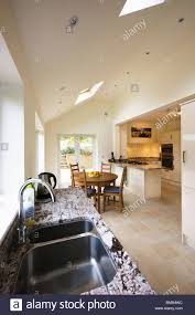 wide angle view of a new modern kitchen