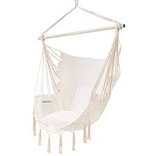 Rope also offers a beachy aesthetic that. Buy Moonla Hammock Chair Hanging Rope Swing Seat Chair With Pocket Max 350 Lbs For Indoor Outdoor Home Bedroom Garden Seat Cushions Not Included Beige Online In Indonesia B0899ghtl2