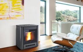 Most pellet stove hearth pads are set onto the existing floor. Pellet Stove P944 In Majolica Wall Flush With The Corner A Piazzetta