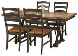 Create your perfect table set by pairing any one of our hundreds of tables and chairs. Rustic Solid Wood Table And Four Side Chair Set Sadler S Home Furnishings Dining 5 Piece Sets