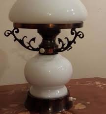 Vintage Opalin Bakir Abajur Lamba Abajur Lamba Bakir