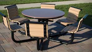 Get free shipping on qualified patio tables or buy online pick up in store today in the outdoors department. Contemporary Picnic Table Gramercy Madrax Thomas Steele Recycled Plastic Ipe Powder Coated Steel