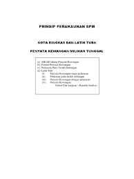 Penyata ini akan menerangkan sama ada sesuatu syarikat itu beroperasi dengan baik atau sebaliknya, atau, perniagaan itu memperolehi keuntungan atau kerugian. Nota Ringkas Dan Latihtubi Penyata Kewangan Milikan Tunggal
