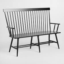 Black Wood High Back Windsor Bench Entry Entryfurniture Entrywaybench Entrydesign Entryway Ent Dining Room Bench Windsor Bench Upholstered Dining Bench