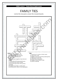 Family Ties Crossword Esl Worksheet By Sherrymerry