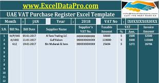 Download Uae Vat Purchase Register Excel Template Exceldatapro Excel Templates Spreadsheet Template Excel Spreadsheets Templates