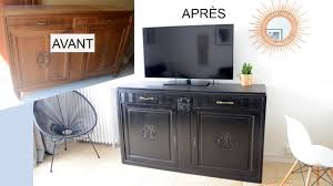Pour aider à dissimuler les petites imperfections ou donner à votre meuble un aspect ancien, il est bon de choisir un lustre moins brillant. Peindre Un Meuble En Noir Mat Relooking Meuble Bois Ancien Youtube