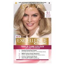 I left the dye on. L Oreal Paris Excellence Permanent Hair Dye Natural Light Ash Blonde 9 1 Sainsbury S