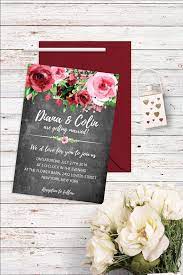 Floral Chalkboard Wedding Invitation Flower Wedding Invitation Rustic Wedding Invitati Digital Wedding Invitations Flower Wedding Invitation Chalkboard Wedding