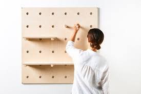 Wooden Pegboard Shelf Peg Board Wooden Shelves Store Etsy Wooden Pegboard Peg Board Shelves House And Home Magazine