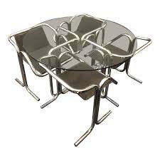 Jerry Johnson Tubular Chrome Dining Table Tuck Away Style Cantilever Chairs Set Midcentury Modern Dining Chairs Chrome Dining Table Dining Chairs