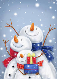 Three Snowmen 2 By Makiko Christmas Paintings Snowman Painting Christmas Paintings On Canvas