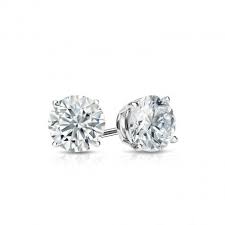 Discover elegant diamond stud earrings at warehouse prices. Certified 14k White Gold 4 Prong Basket Round Diamond Stud Earrings 0 50 Ct Tw G H Si2 Diamondstuds Com