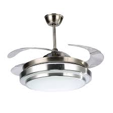 Indoor chrome ceiling fan with 3 translucent red blades. Wrought Studio Putterman 3 Blade Led Retractable Blades Ceiling Fan With Remote Control And Light Kit Included Reviews Wayfair