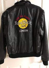 Vtg Hard Rock Cafe Leather Bomber Jacket Letterman London Original Owner Ebay Hard Rock Cafe Leather Bomber Jacket Hard Rock