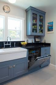 A creamy or antique white is a great neutral choice that will look good on cabinets in most kitchen spaces. Vintage Blue Galley Kitchen American Traditional Kitchen San Francisco By Kb Cabinets Houzz