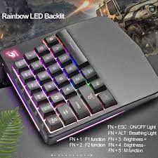 One Handed Keyboard Vanpower 28 Keys Single Hand Gaming Keyboard Wired Led Backlit Ergonomic Keyboard For Pc Ta Computer Keyboard Mini Keyboard Computer Keypad