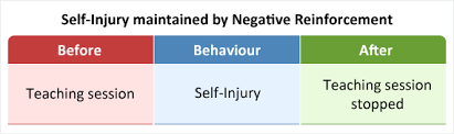 Self Injurious Behaviour Stopping Teaching Sessions As An Example Of Negative Reinforcement Positive Reinforcement Positivity Applied Behavior Analysis