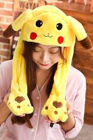 Tik Tok Kpop Moving Ear Yellow Pikachu Hat Cap Pikachu Hat Kawaii Hat Pink Champion Hoodie