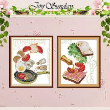 Stitched a beard on the green santa above with colonial knots, but decided i liked the continental stitch beards better. Breakfast Lunch Food Sandwich Patterns Counted 11ct 14ct Cross Stitch Sets Diy Cross Stitch Kit Embroidery Needlework Home Decor Package Aliexpress