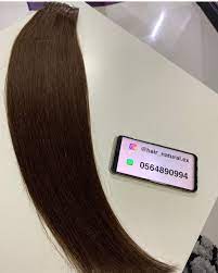 اكستنشن تيب لاصق طول 24 انش ب 40 خصله لون بني فاتح 4 شعر طبيعي 100 قابل للصبغ والغسيل والاستشوار و