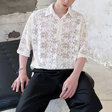 … men's big shirts casual floral. Shirts Men S See Through Mesh Floral Tee Button Down T Shirt Club Wear Tops Undershirts Clothing Shoes Accessories