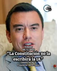 El presidente Daniel Noboa, se pronunció, a través de su cuenta en X, la  mañana de este sábado, 08 de noviembre, sobre el tan sentido uso de la  Inteligencia Artificial en la