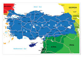 Griechenland ist seit 1981 mitglied in der eu; Turkei Politische Karte Poster Online Bestellen Posterlounge De