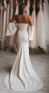 Unique Simple Wedding Dress With Sleeves Off The Shoulder Etsy In 2020 Simple Wedding Dress With Sleeves Wedding Gowns Mermaid Wedding Dresses Simple