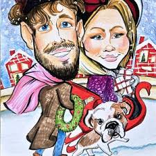 Familienkarikaturen Schwarz-Weiß-Stil