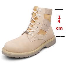 14cm men leather boots outdoor military desert casual working army shoes