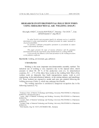 Pdf Research On Environmental Pollution When Using Shielded Metal Arc Welding Smaw