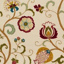 Les indiennes fabric collection by marvic. Indienne Crewel Ecru Fabric Clarence House