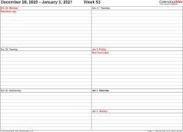 Weekly calendar 2021 for word landscape, 1 hour steps. 2021 Weekly Calendar Excel Free Free Printable Calendar Monthly