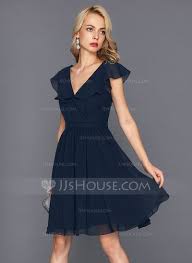 Us 79 99 A Line Princess V Neck Knee Length Chiffon Cocktail Dress With Cascading Ruffles Chiffon Cocktail Dress Blush Dresses Dresses