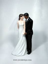 Wedded Bliss Interracial Dark Brown Groom Caucasian Bride Cake Top Interracial Wedding Interracial Wedding Cake Toppers Funny Wedding Cake Toppers