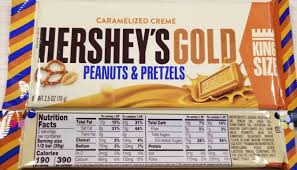 This Updated Nutrition Facts Label For Hershey S Gold Caramelized Creme Peanuts Pretzels Bar Provid Nutrition Facts Label Blackberry Nutrition Nutrition Blog