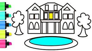 You will now start drawing the edges of the roof as seen here and then draw the triangle arch that is off to the left of the house as seen here. How To Draw A Mansion For Kids Mansion House Drawing For Kids Coloring Pages For Kids Youtube